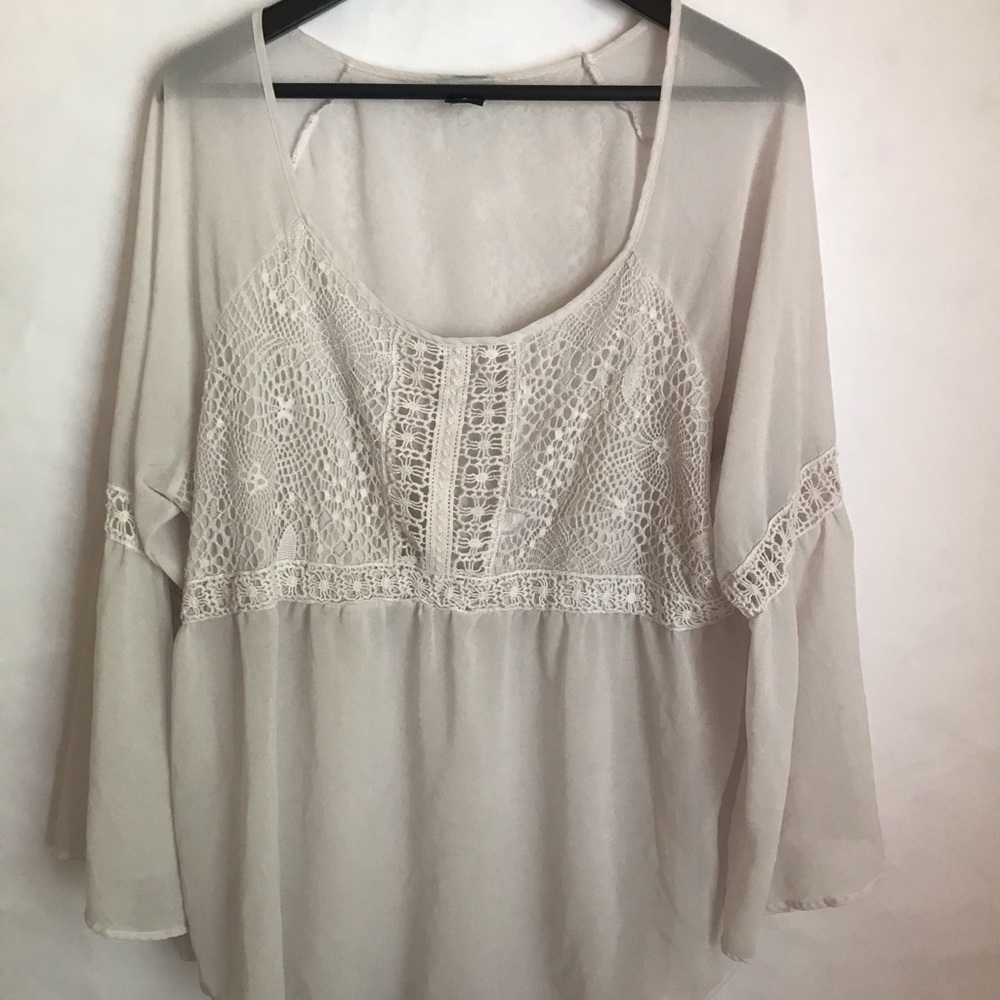 Torrid Crochet Long Bell Sleeves Top